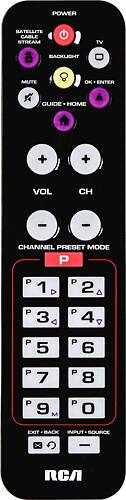 RCA - 2-Device Universal Remote - Black - Larger Front