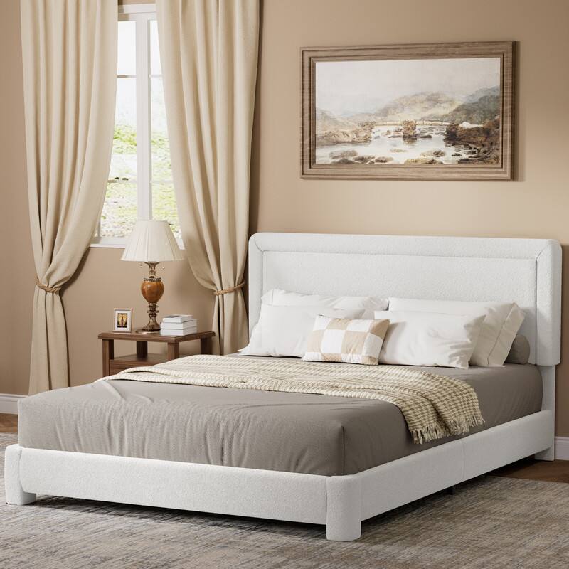 Vipbear F/Q/K Upholstered Bed Frame with Adjustable Headboard (for 8 12 ...