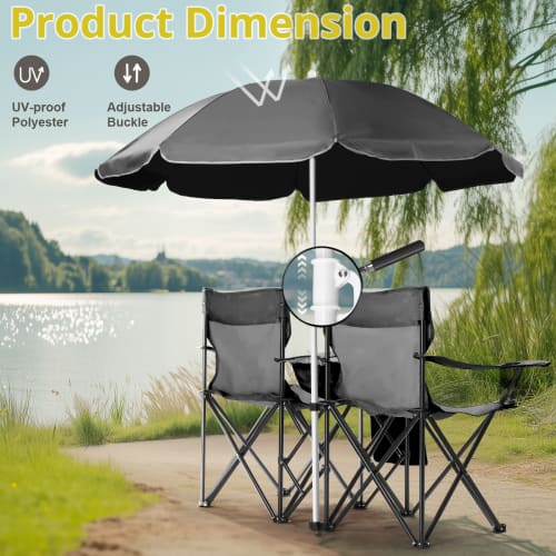 Winado Folding Beach Chairs with Umbrella, 2 Camping Chairs with