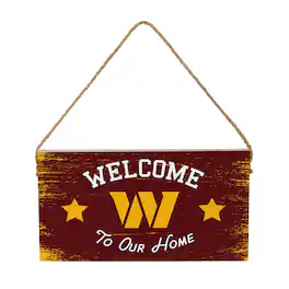 Evergreen Enterprises - Washington Commanders 6" x 11" Welcome Home Wood Wall Sign with Rope Hanger - Multicolor