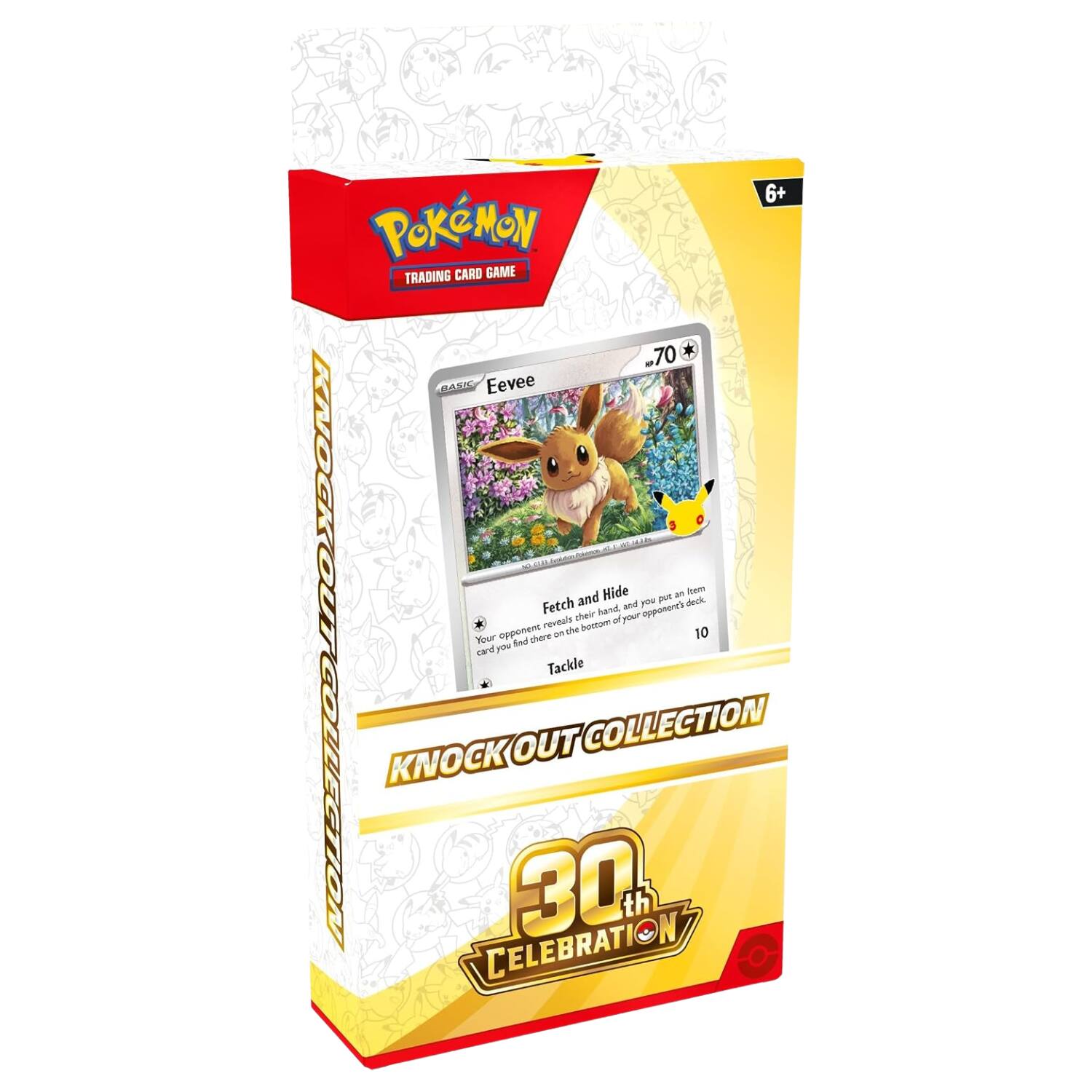 Pokémon Trading Card Game  
Knockout Collection  
30th Celebration  

Basic Eevee  
70  
Fetch and Hide  
Tackle