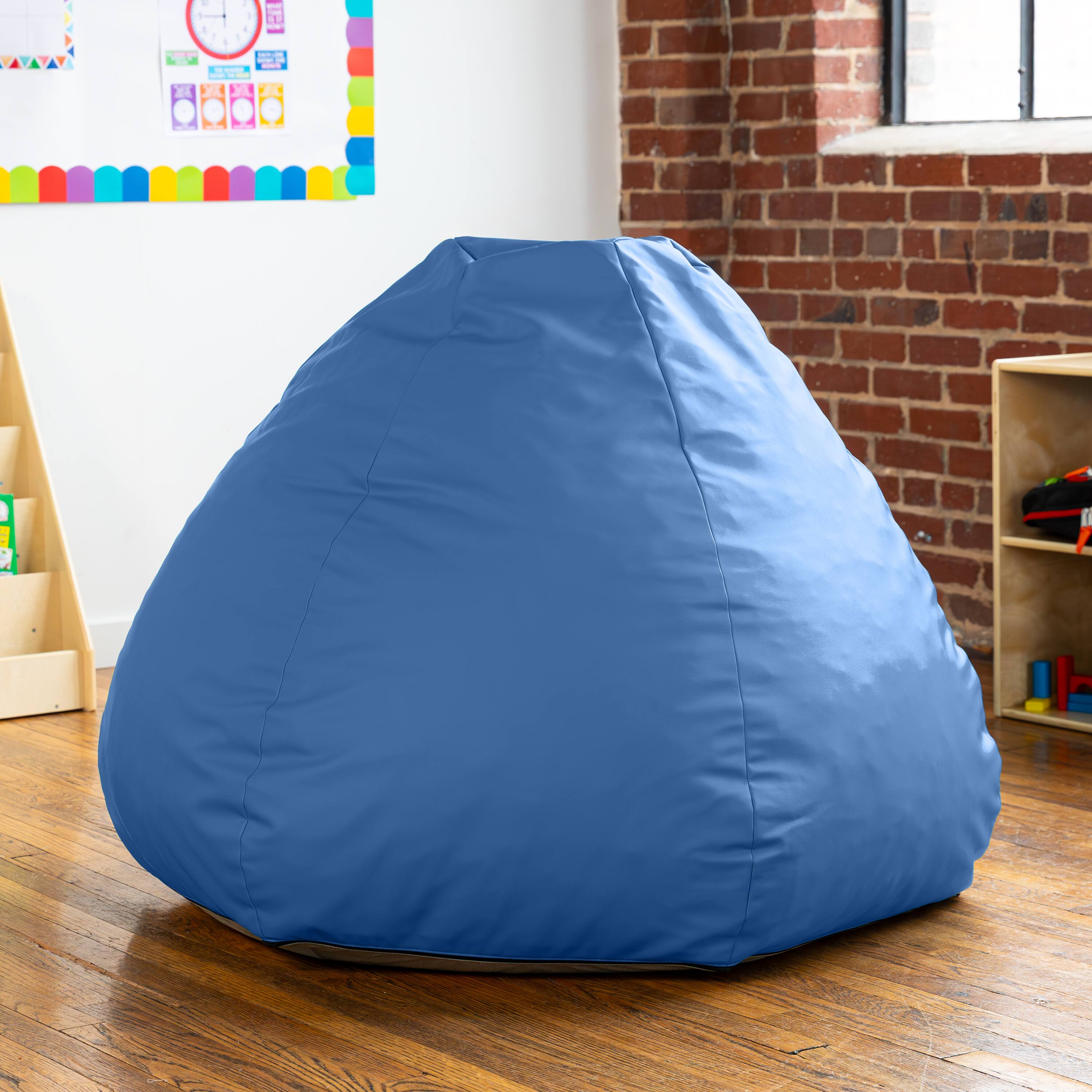 Alt View 2. Jaxx - Jaxx Gumdrop Commercial Grade Bean Bag for Educational Environments, Large Size - Premium Vinyl - Royal Blue - Royal Blue.