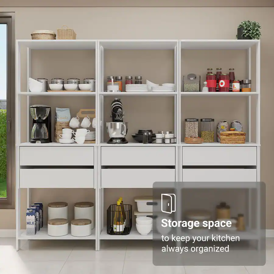 Madesa Kitchen Pantry Storage Rack with 6 Drawers and Open Shelves 82