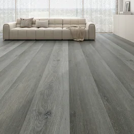 Dotfloor - 48"x7.2" SPC Composite Flooring; 10 Planks/Box (23.9 sq. ft/Box); 6mm Thick with 1mm IXPE Backing; 20 mil Wear Layer; - Antique Gray