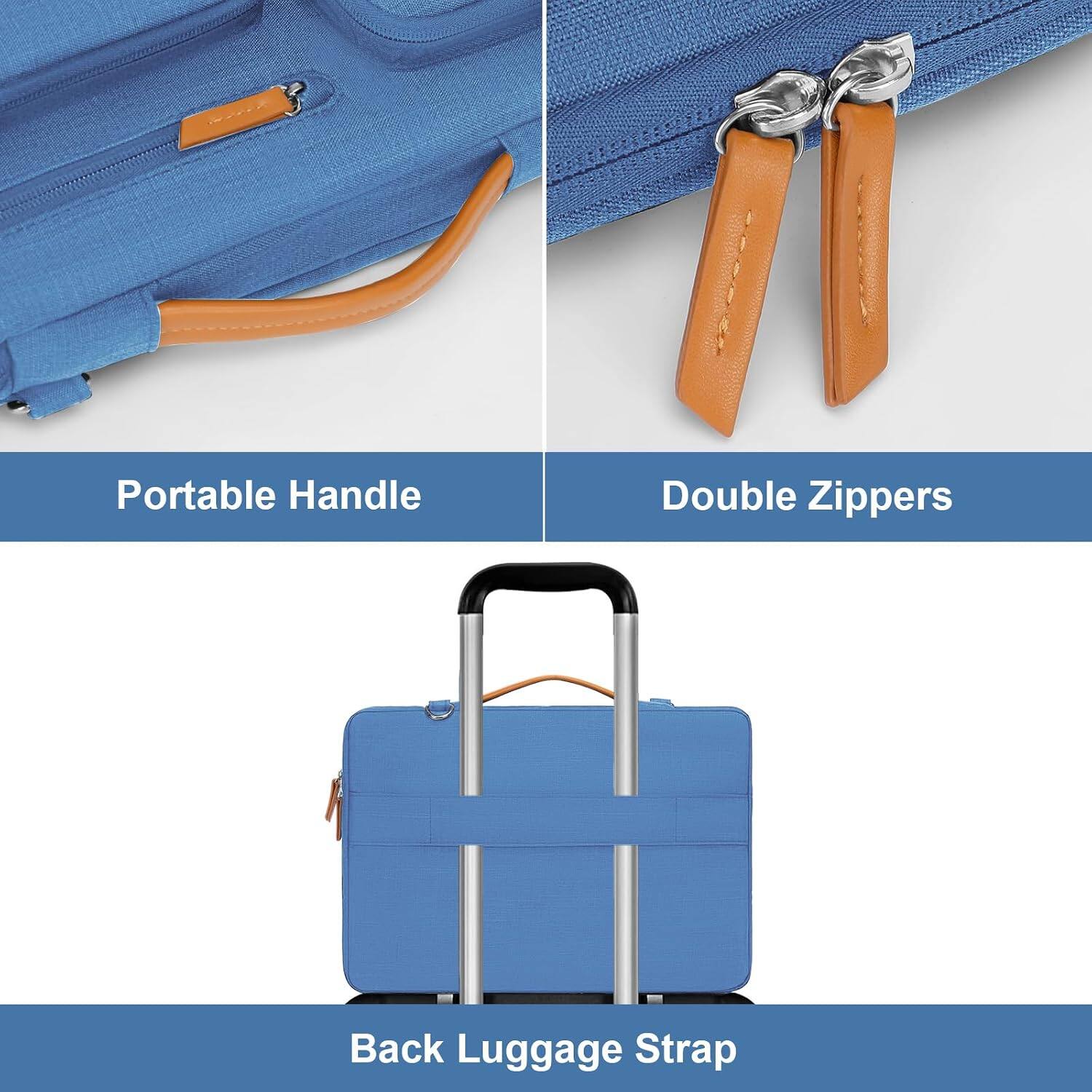 Portable Handle  
Double Zippers  
Back Luggage Strap