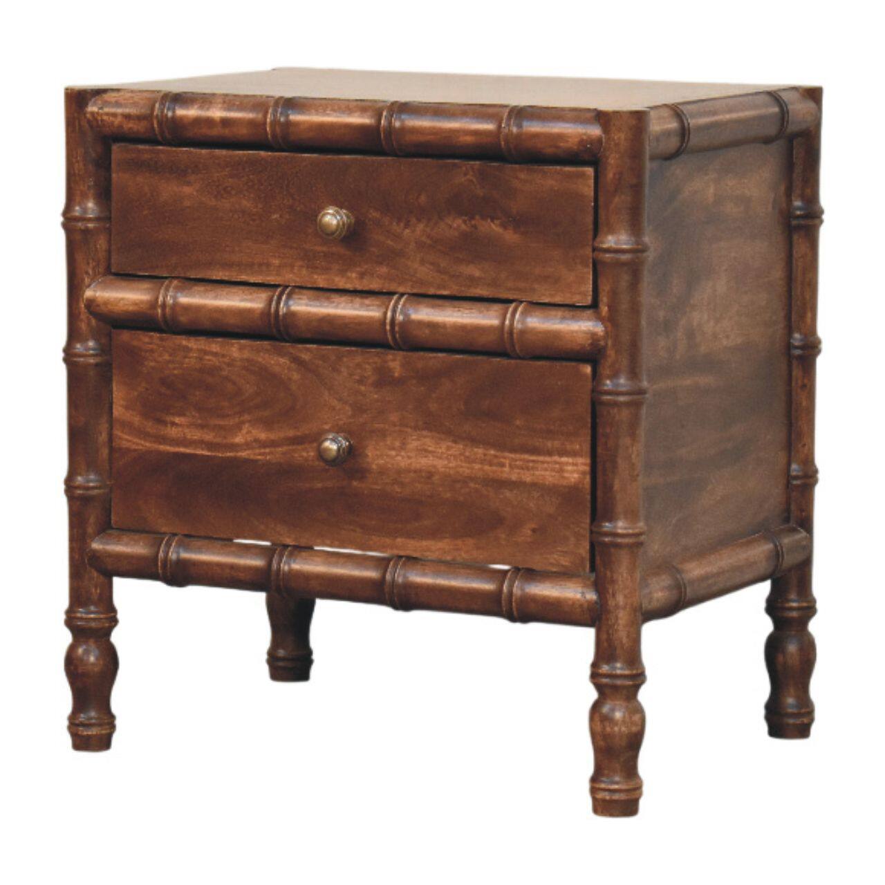 Left. Artisan Furniture - Artisan Furniture Solid Wood Bamboo Frame Nightstand in Roasted Almond - Brown.