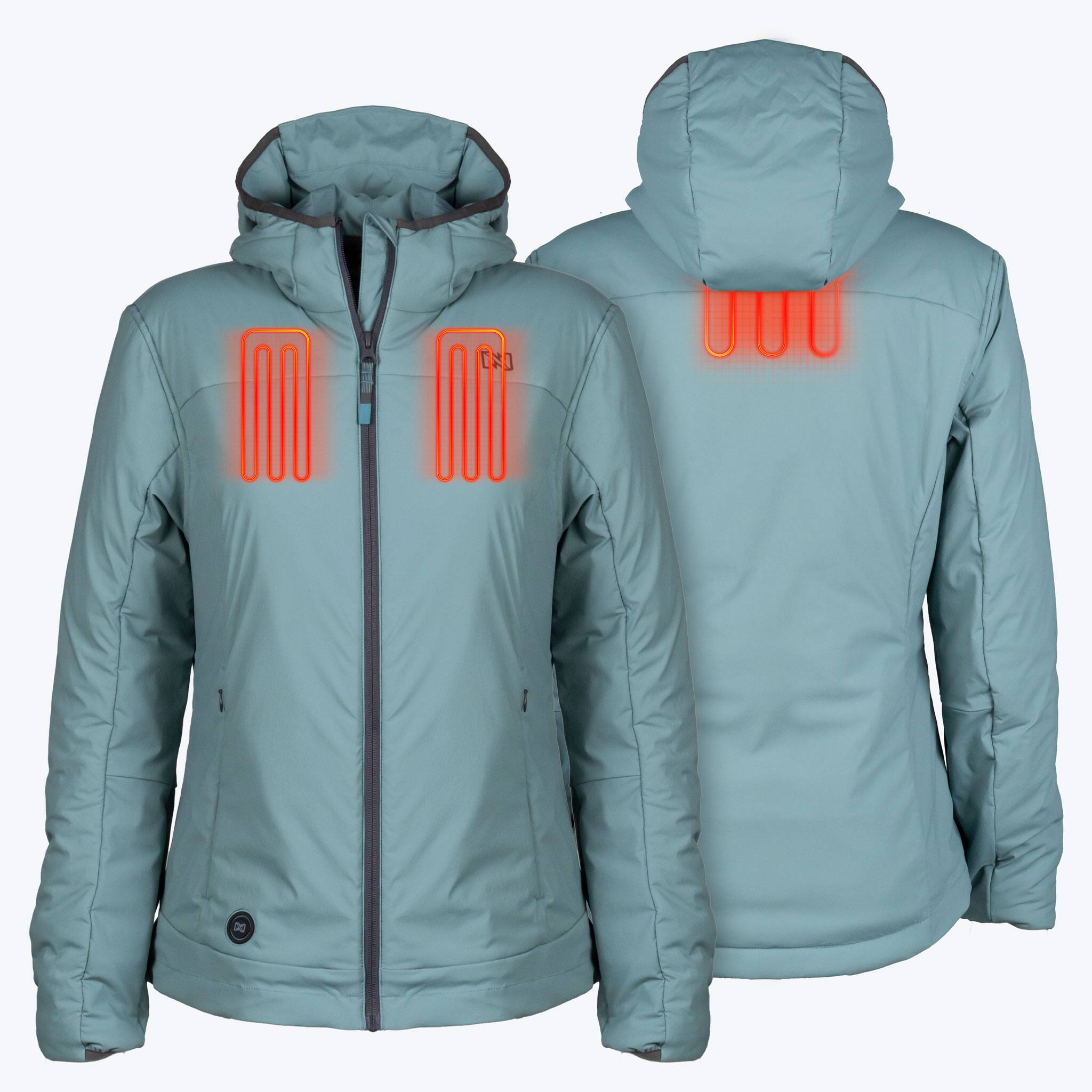 Angle. Mobile Warming - Women's Luma Heated Jacket - Teal.