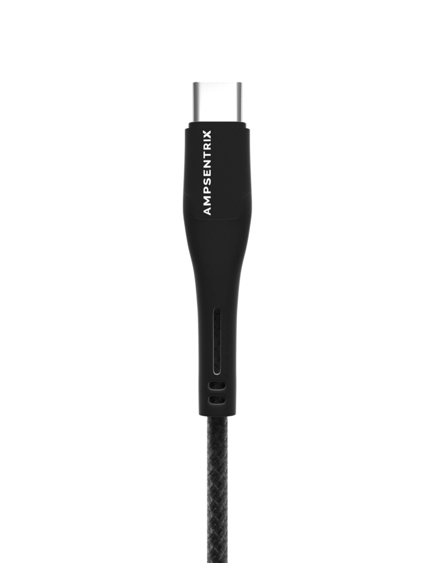 Alt View 3. Ampsentrix - 3 ft Non-MFI Lightning To USB Type C Cable (Matrix) - Black - Black.