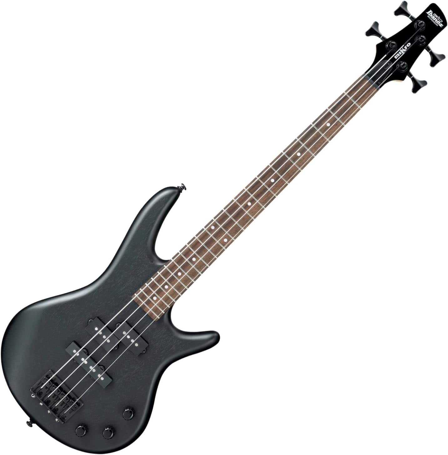 Front. Ibanez - Ibanez GSRM20 Mikro Short-Scale 4-String Electric Bass Guitar - Weathered Black.