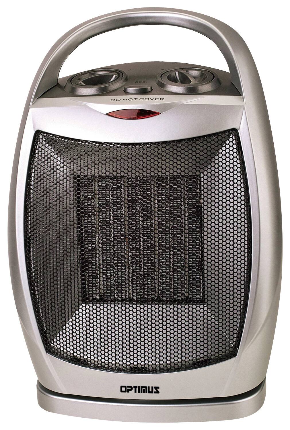 Front. Optimus - Oscillating Ceramic Heater - Silver.