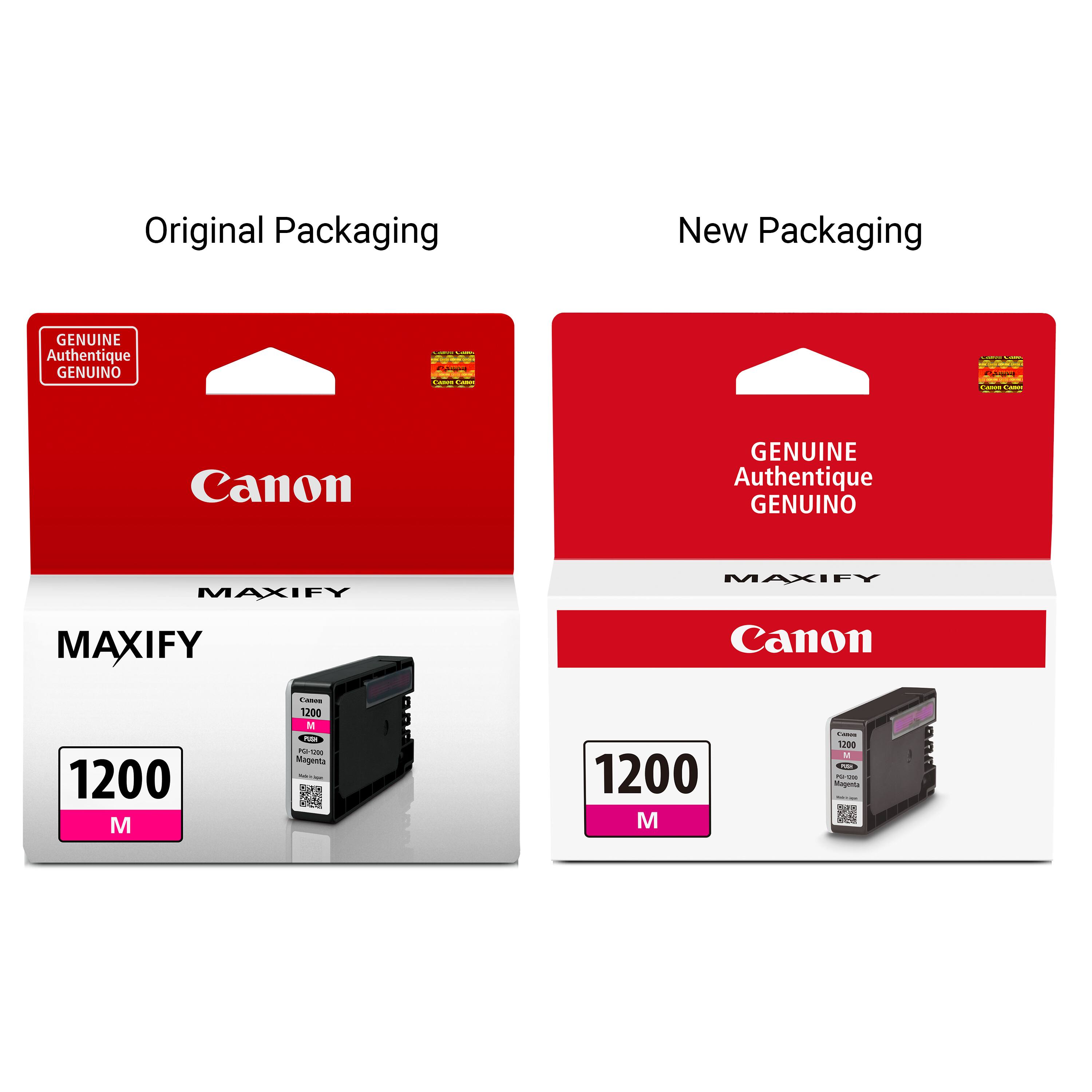 Original Packaging New Packaging GENUINE Authentique GENUINO Canon GENUINE Authentique GENUINO MAXIFY MAXIFY MAXIFY Canon 1200 M - 12:00 M - P - Magenta