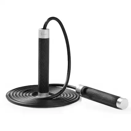 Front. Sunny Health & Fitness - Weighted Jump Rope - Black.
