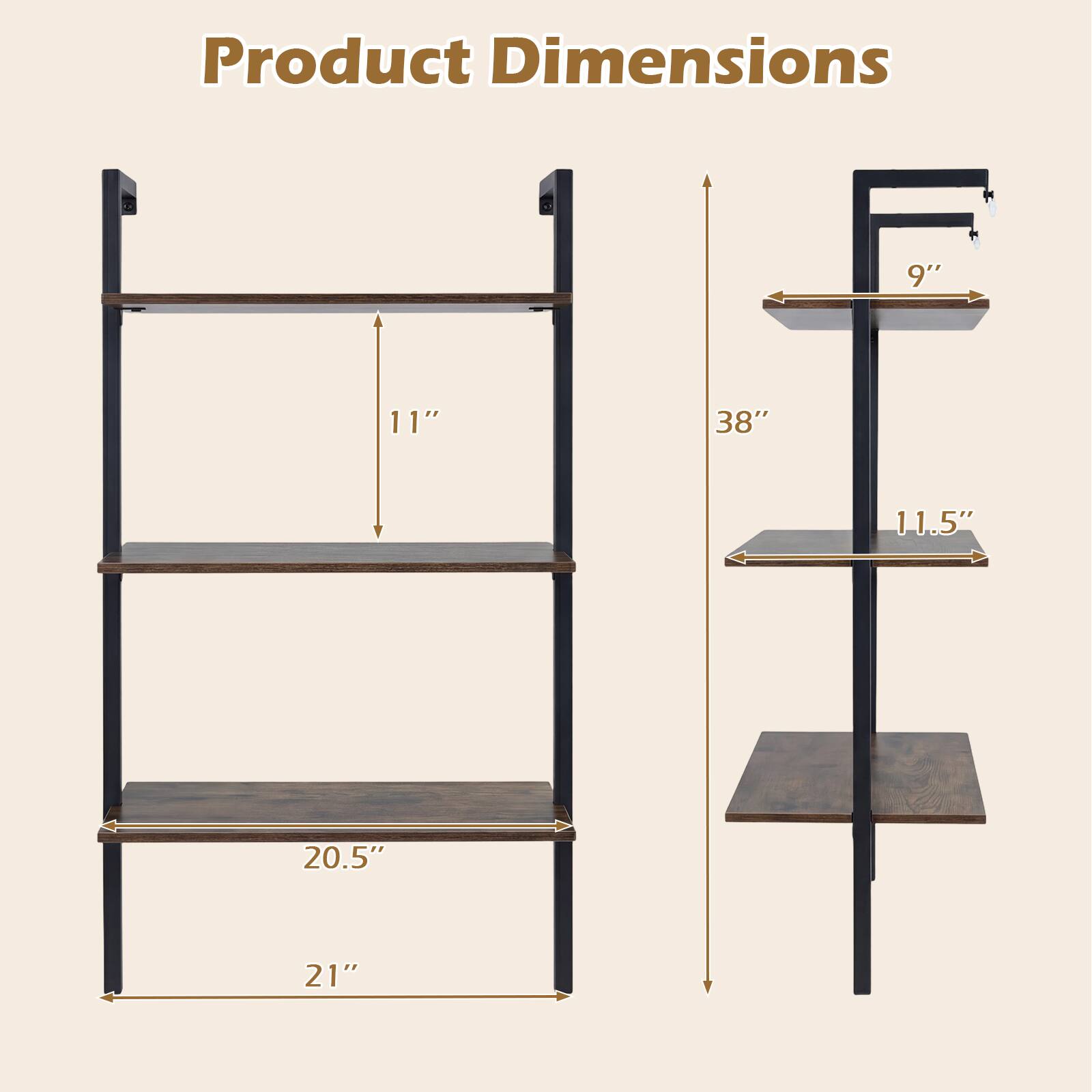 Product Dimensions: 9" x 11" x 38" x 11.5" x 20.5" x 21"