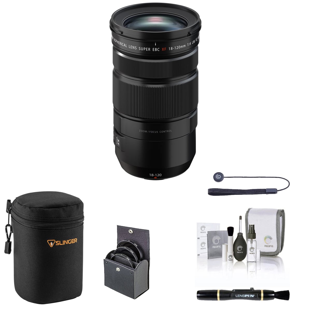Fujifilm - XF 18-120mm f/4 LM PZ WR Lens, Black with 72mm Filter Kit, Soft Lens Case, Lens Cleaner, Cleaning Kit, price history on PriceWatchPro