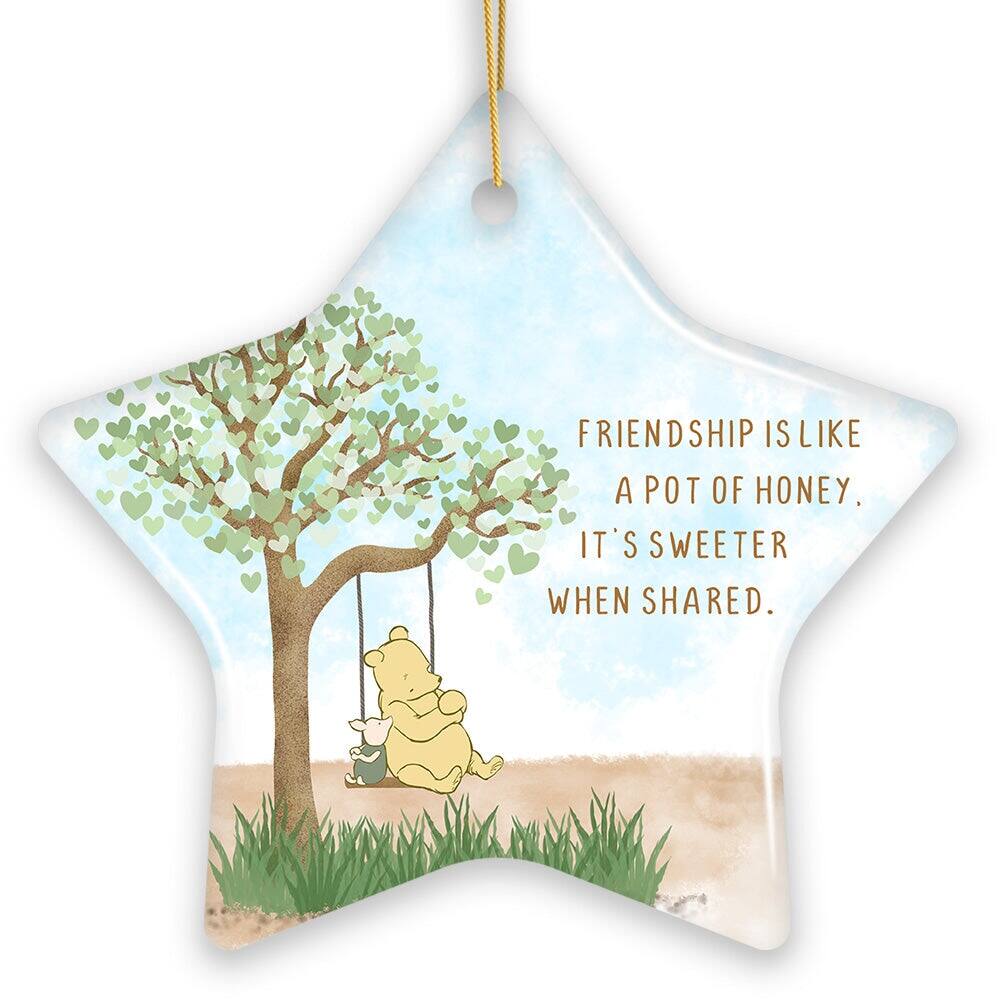 OrnamentallyYou - Friendship is Like a Honey Pot Sweeter When Shared Ornament Heartwarming Cute Bear Gift Star - Multi-colored