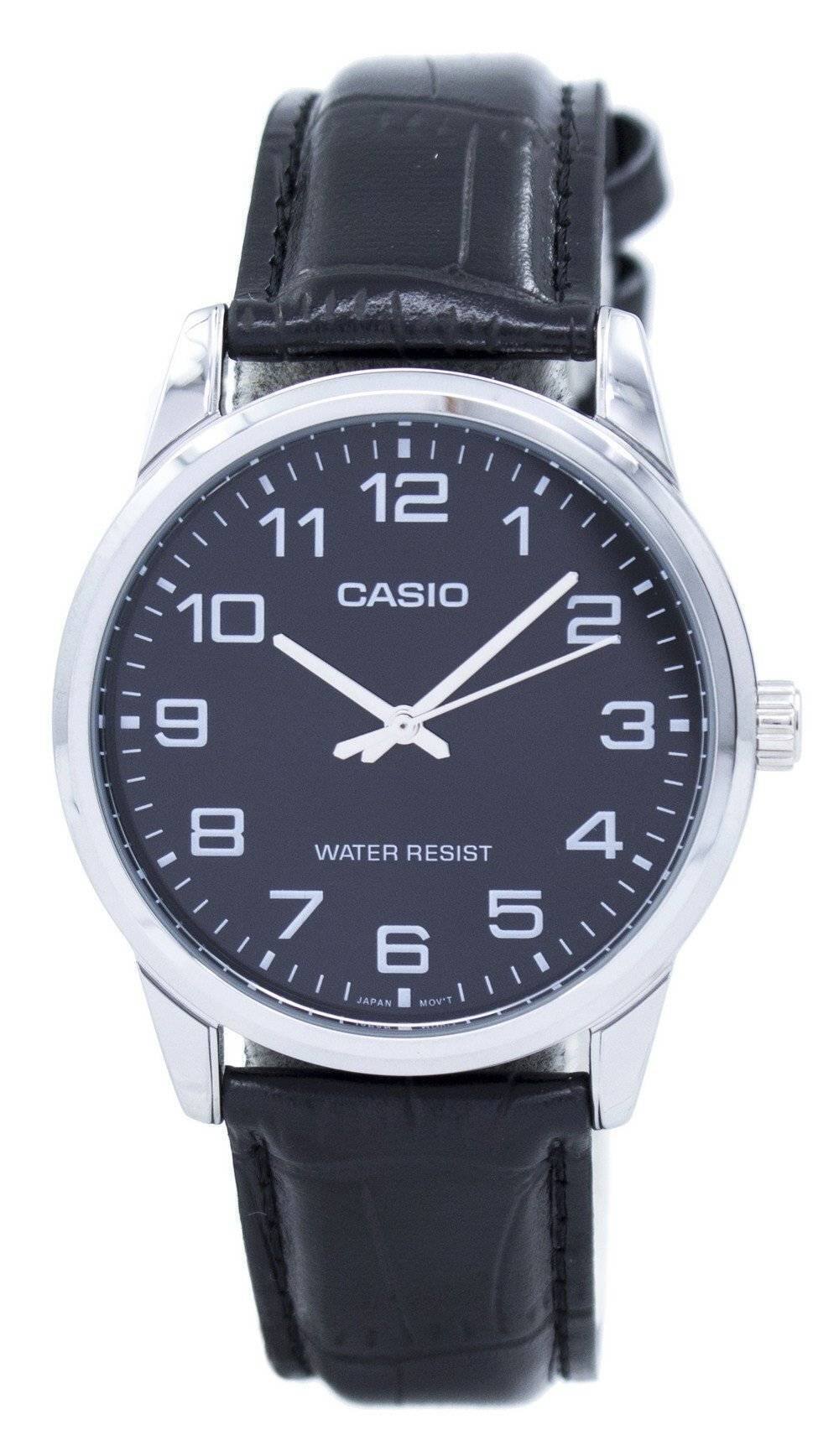 Casio - Analog Quartz MTP-V001L-1BUDF Mens Watch Leather Strap 30M - Black