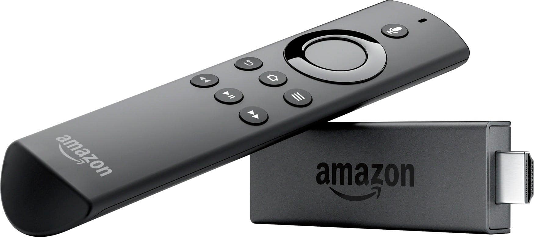 Front. Amazon - Fire TV Stick with Alexa Voice Remote - Black.