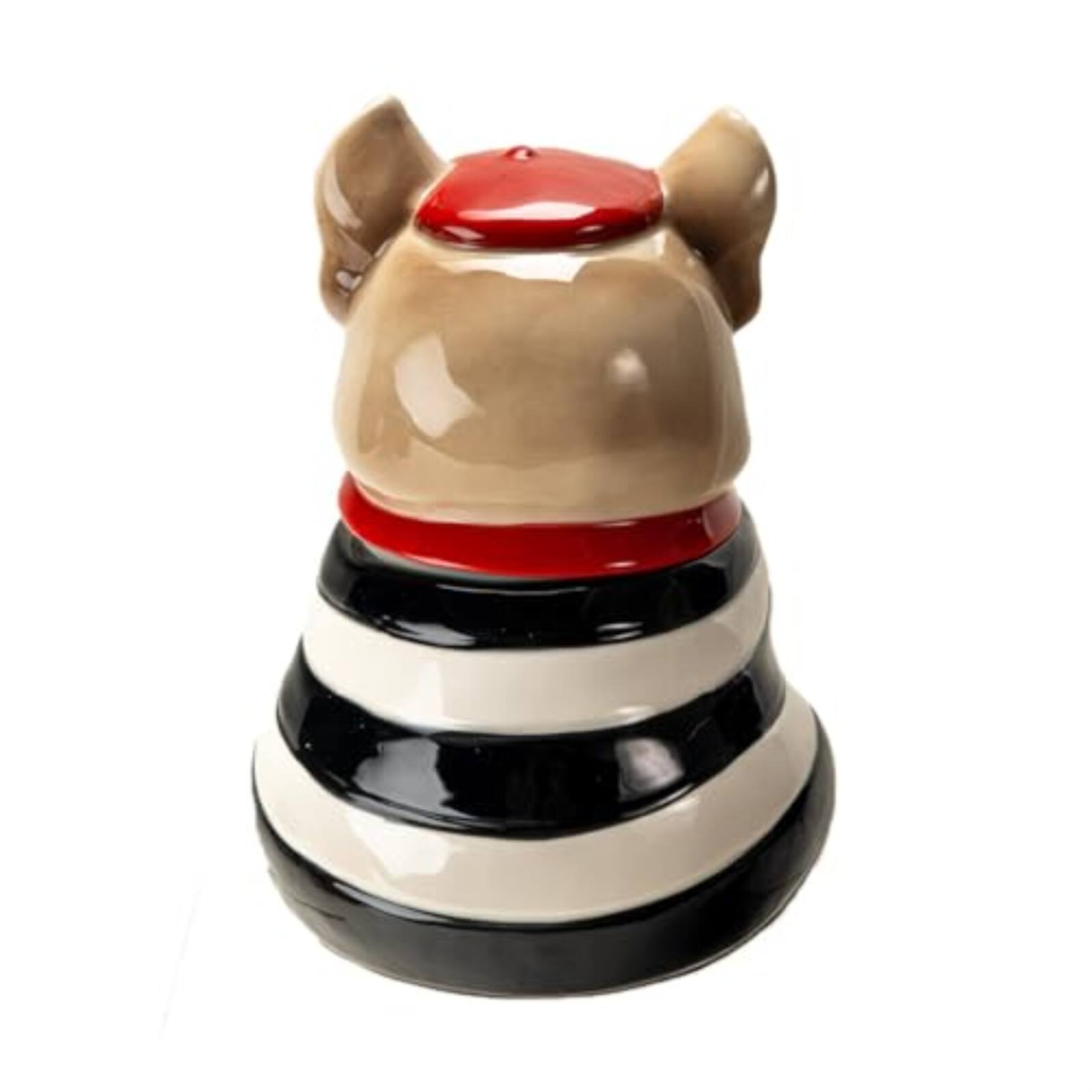 Back. Pacific Trading - Le French Bulldog Cookie Jar, Ceramic, Black and White Striped Shirt, Kitchen Decor, Storage Accessory - Multicolor.