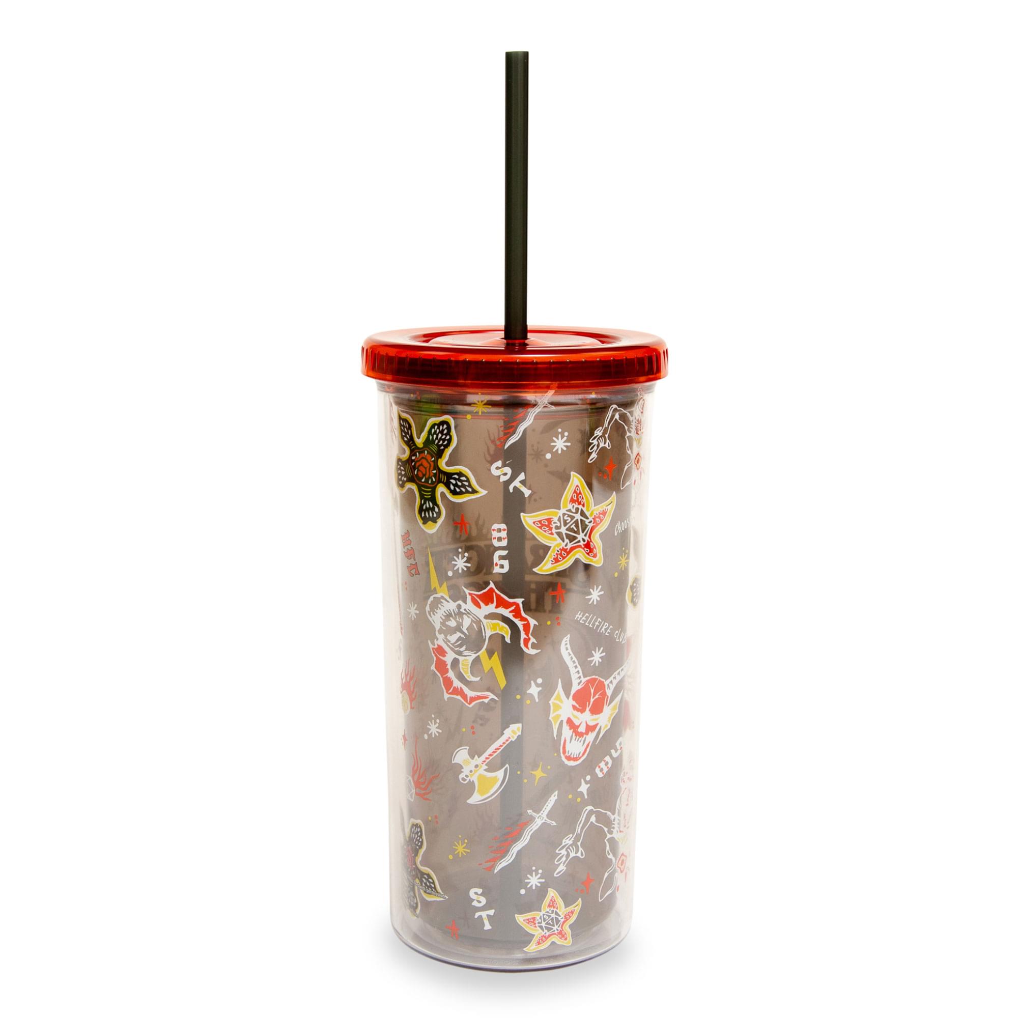 Alt View 1. Silver Buffalo - Stranger Things Hellfire Club Carnival Cup With Lid and Straw | Holds 20 Ounces - Brown.
