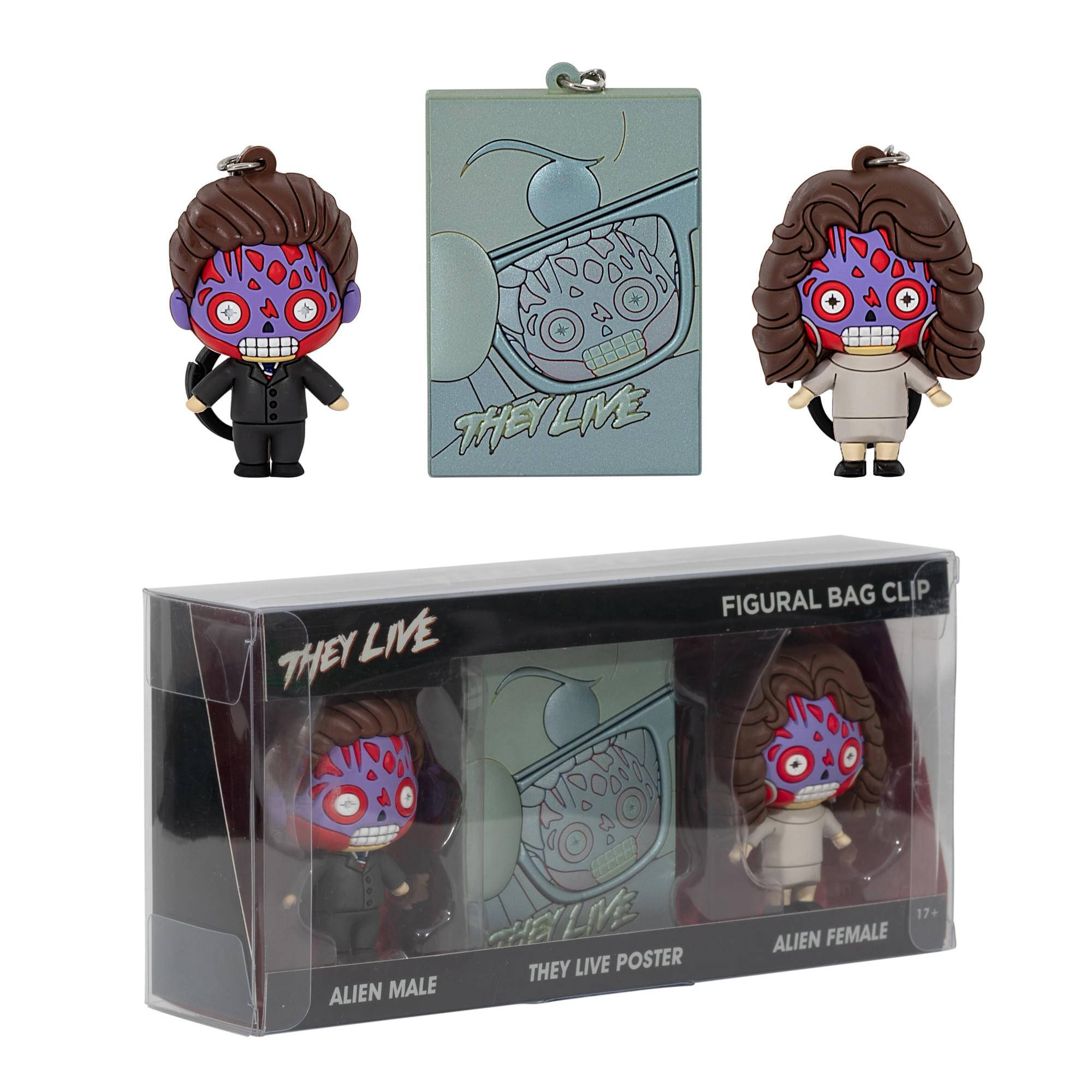 THEY LIVE FIGURAL BAG CLIP  
THEY LIVE POSTER  
ALIEN MALE 17+  
ALIEN FEMALE