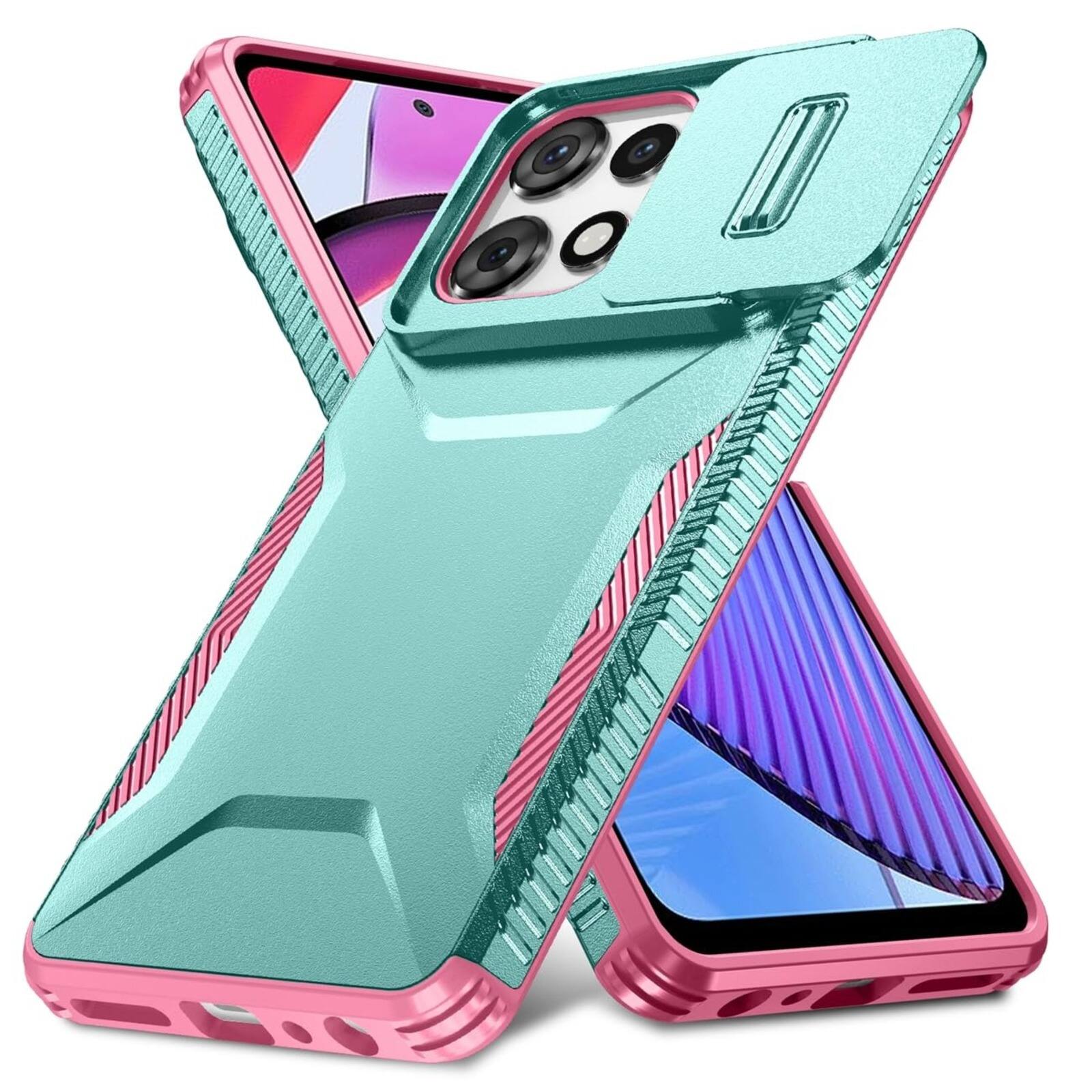 Angle. UUCOVER - For Motorola Moto G Power/Moto G Play (2025/2026) Dual Layer Case with Sliding Camera Lens Cover, Drop Protection Shell - Green.