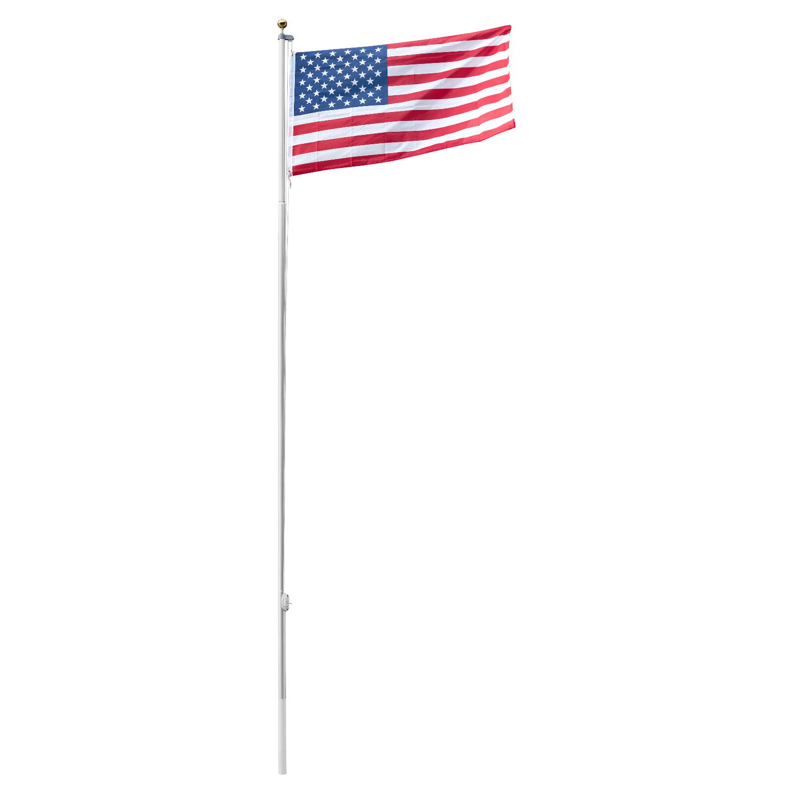Alt View 5. VEVOR - Flag Pole, 20ft Heavy Duty Sectional Flagpole Kit for Outside House In Ground, Extra Thick Outdoor Aluminum Flagpole Kit - Silver.