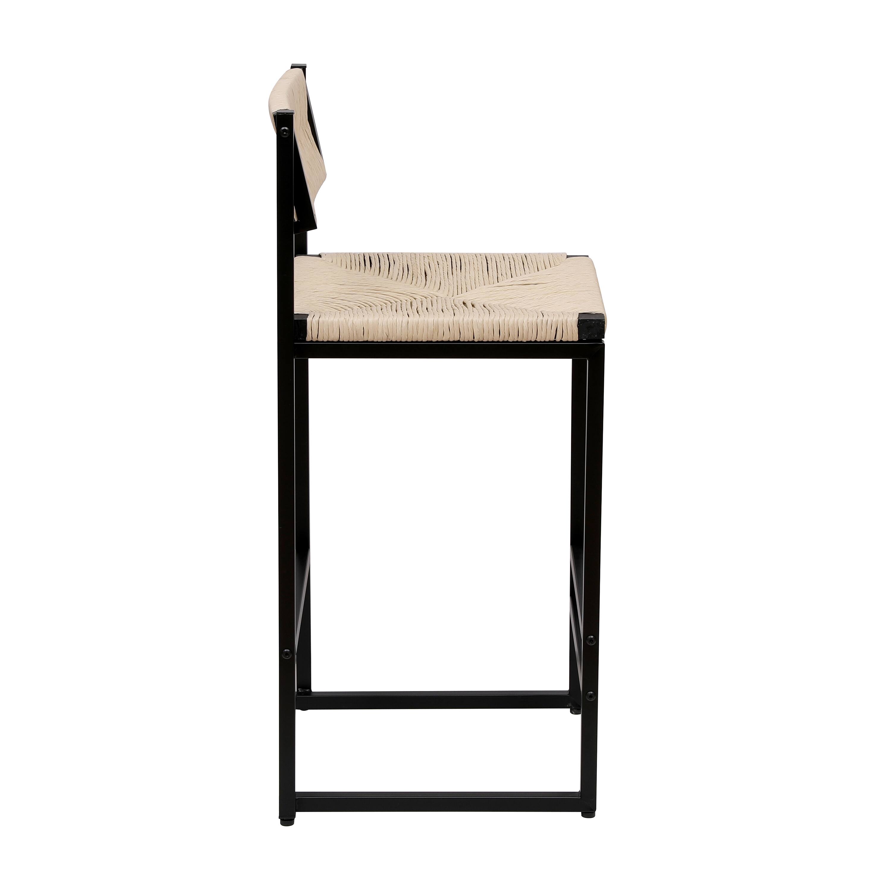 Alt View 5. GOODSILO - Set of 2 Woven Bar Stools - Hand Weave Counter Stool with Footrest for Kitchen Island, Dining Room - Creamy White.