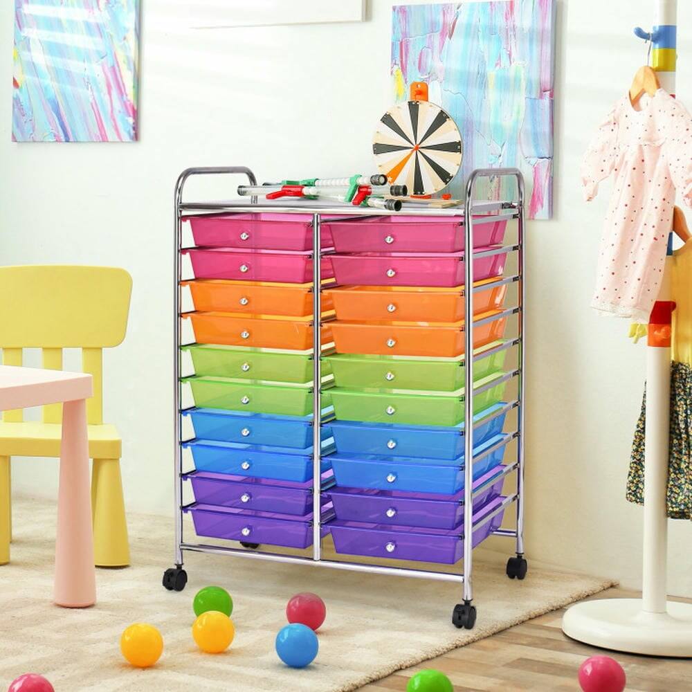 Left. Pefilos - 20 Drawers Storage Rolling Cart Studio Organizer-Multicolor, Craft Organizers and Storage, Multipurpose Organizer Cart - Purple.