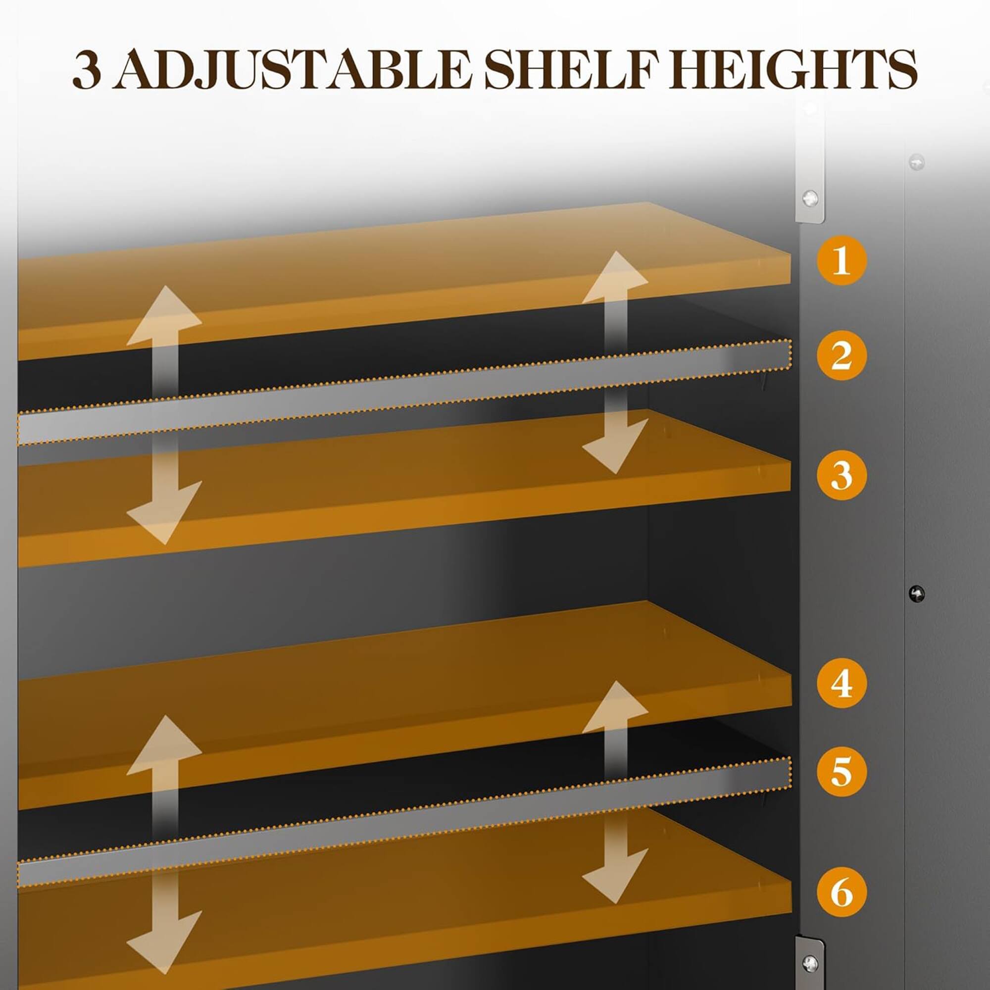 3 ADJUSTABLE SHELF HEIGHTS