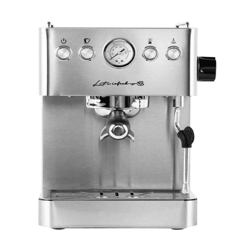Angle. Plum Chef - Semi-Automatic Espresso Machine 15 Bar 1500W Coffee Maker - Stainless Steel.