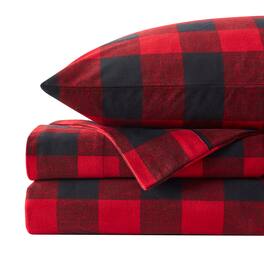 Sweet Home Collection - Buffalo Plaid Printed Extra Deep Pocket Flannel Sheet Set - Full - Buffalo Check