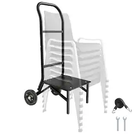 VEVOR - Folding Chair Rack, 150 LBS Capacity, Chair Cart for Stacking 10 Chairs, Multi-Function Metal Chair Storage Dolly - Black