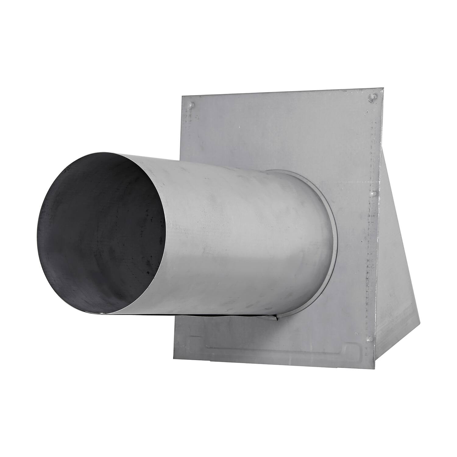 Left. Lambro - 8" 26-Gauge Steel Wall Exhaust Hood Vent, Damper, Wire Mesh Screen, 11" Pipe, EC-3480GMS-11-PG.