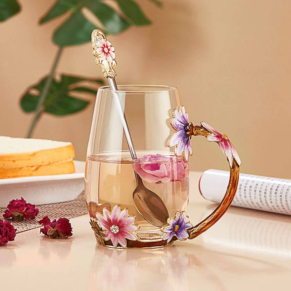 Front. PARKER SLATER - 35oz Enamel Glass Flower Teapot With Removable Loose Tea Leaf Infuser Maker Gifts For Women Mom Mothers Day Christmas... - Purple-Tall.