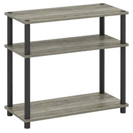 FurniFact - Grey Oak 3-Tier Side & Bedside Table with Modern Design - Grey Oak/Black