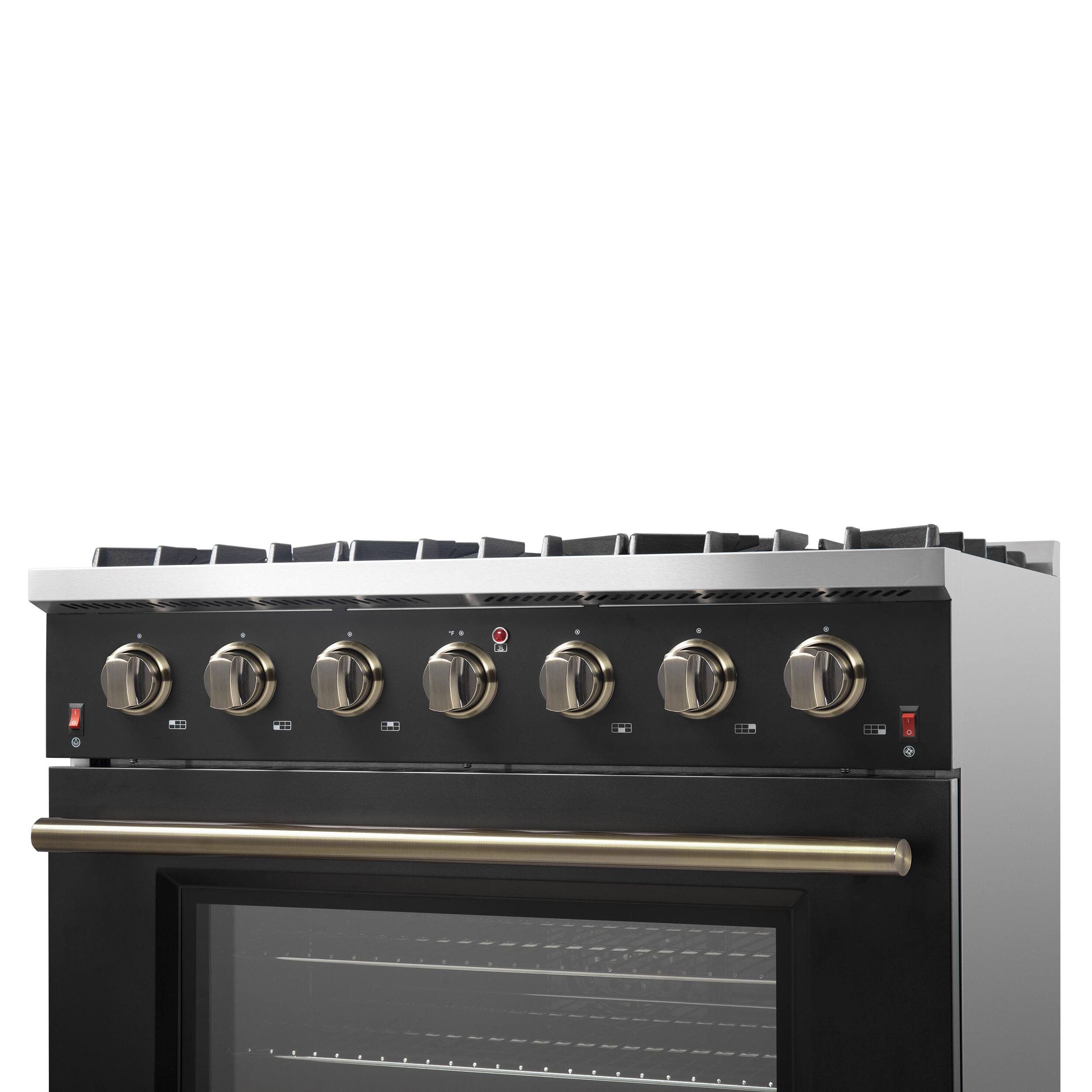 Alt View 6. Forno Appliances - Galiano 5.26 Cu. Ft. Freestanding Gas Convection Range with Continuous Cast Iron Grates - Black.