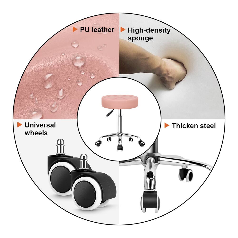 - PU leather
- High-density sponge
- Universal wheels
- Thickened steel