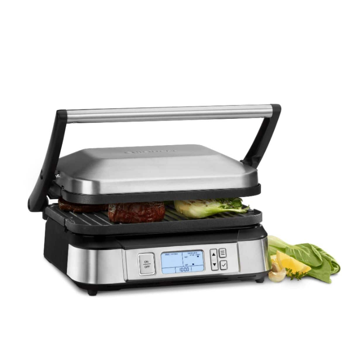 Cuisinart - Countertop Indoor Contact Griddler with Smoke-Less Mode - Stainless Steel