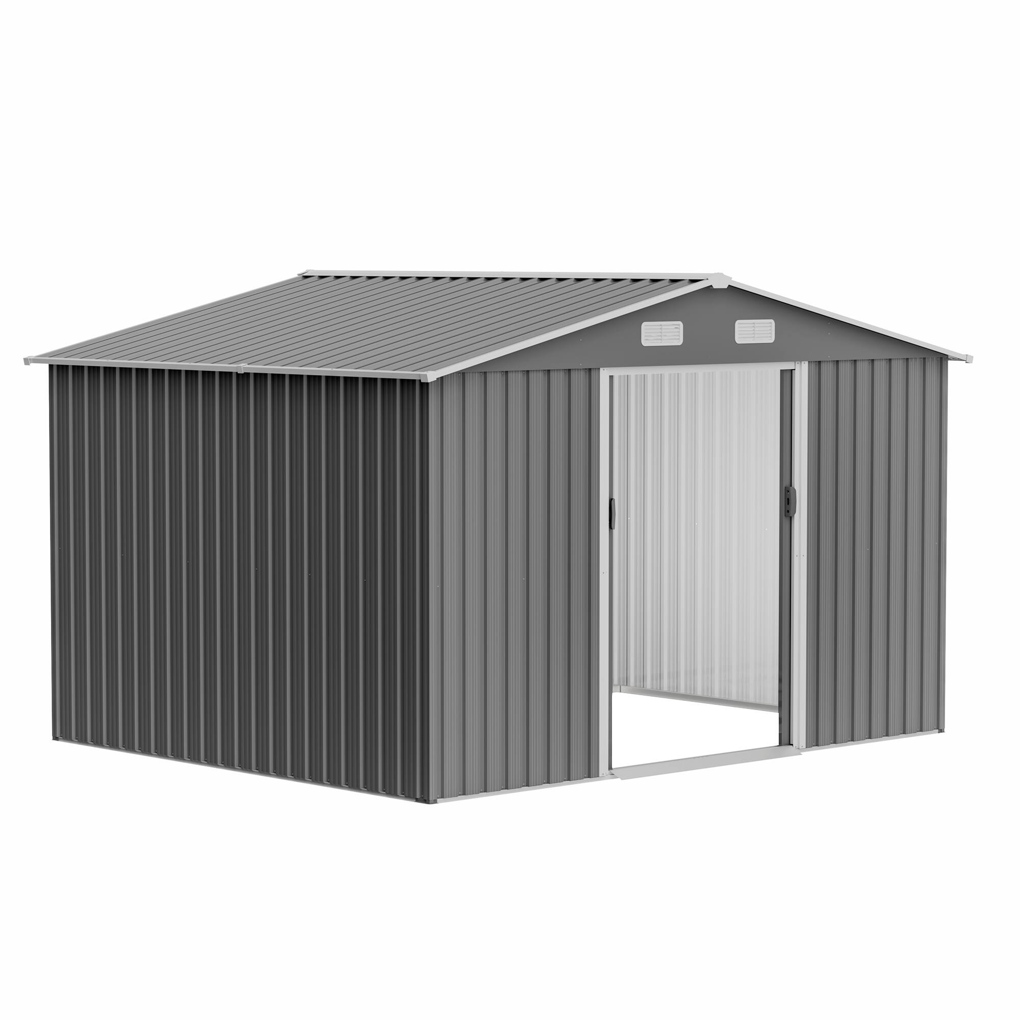Alt View 5. Mondawe - 10X8 FT Outdoor Storage Shed with Lockable Doors - Gray.