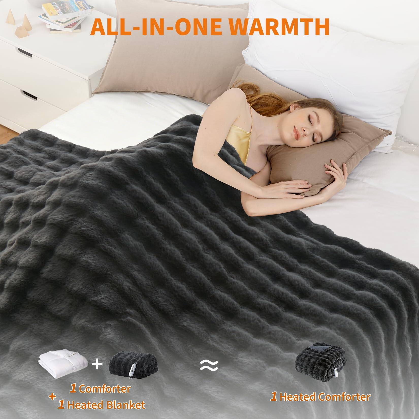 ALL-IN-ONE WARMTH

+ 1 Comforter
+ 1 Heated Blanket
= 1 Heated Comforter