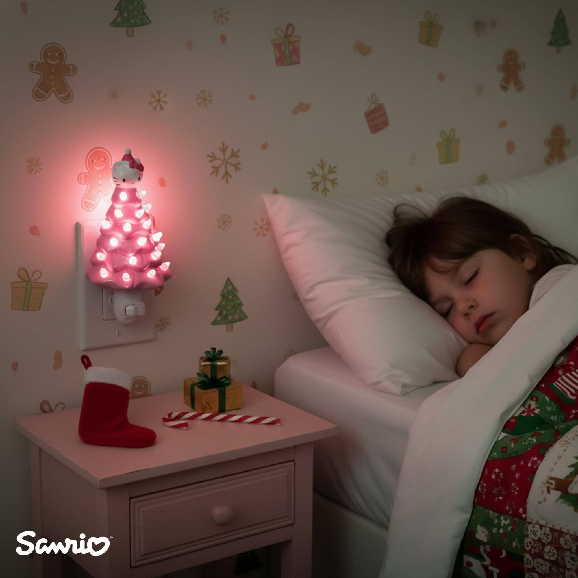 Alt View 4. Ukonic - Sanrio Hello Kitty Pink 6-Inch Ceramic Christmas Tree Plug-In Nightlight - Pink.