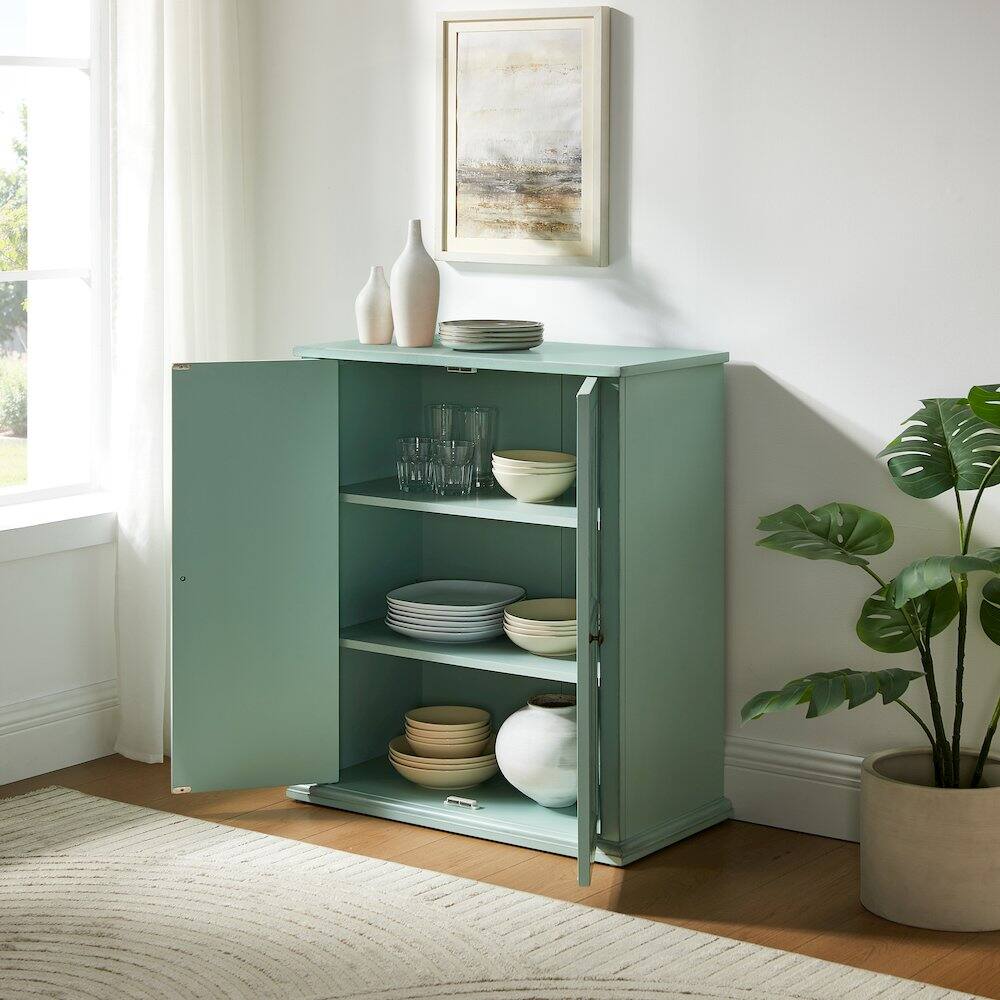 Alt View 5. Crosley Furniture - Holbrook Stackable Kitchen Storage Pantry - Distressed Seafoam Blue.