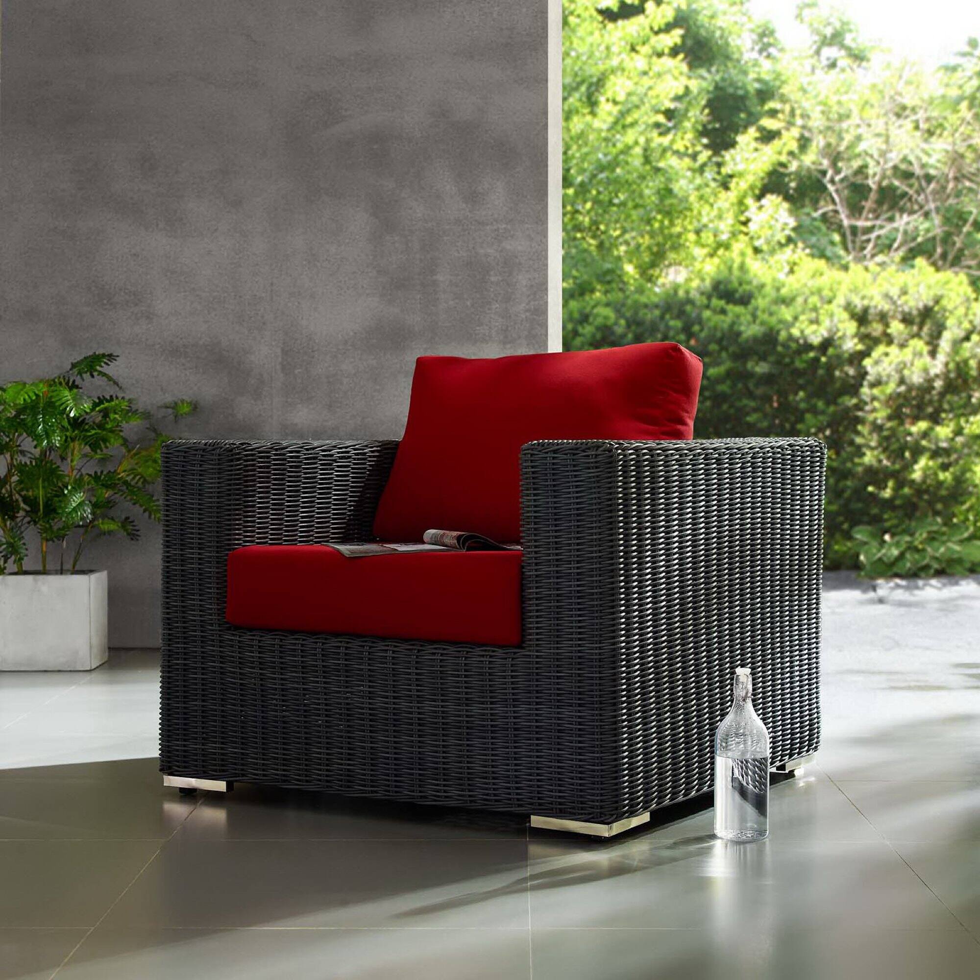 Back. Modway - Summon Outdoor Patio Fabric Sunbrella® Armchair by Modway - Canvas Red.