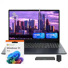 Lenovo - IdeaPad 1i 15.6" FHD Touchscreen Laptop,Intel i5-1335U,16GB RAM,512GB SSD+160GB Docking Station,Win 11 Pro - Blue