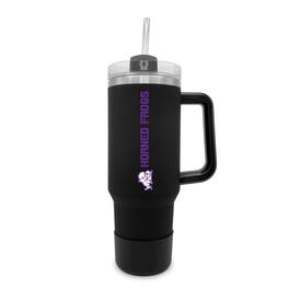 The Fanatic Group - TCU Horned Frogs 40oz. Stainless Tumbler with Handle & Removable Straw - Black