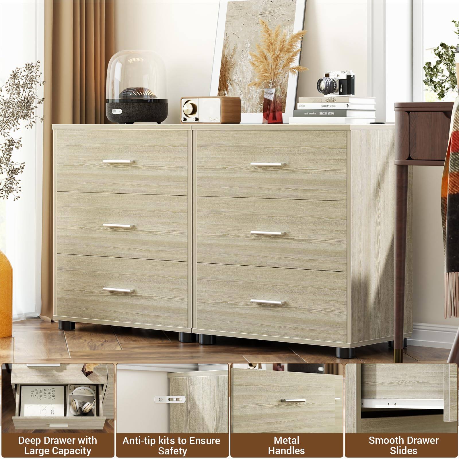 KIA SOH TRCO Deep Drawer with Large Capacity Anti-tip kits to Ensure Safety Metal Handles Smooth Drawer Slides
