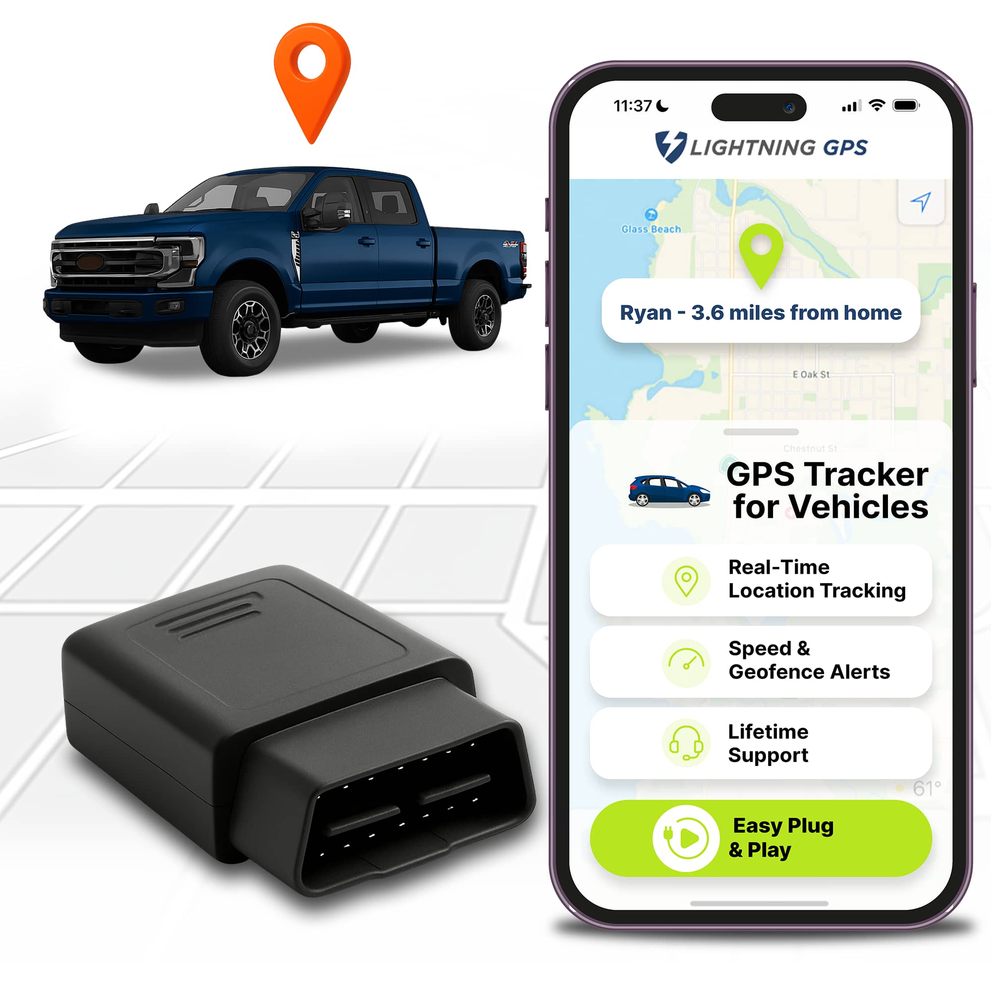 Lightning GPS - OBD-II Real-Time GPS Tracker for Vehicles