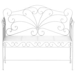 Outsunny - Garden Bench, Outdoor Patio Bench with Armrests, Metal Porch Bench for Backyard, Poolside, Lawn - White