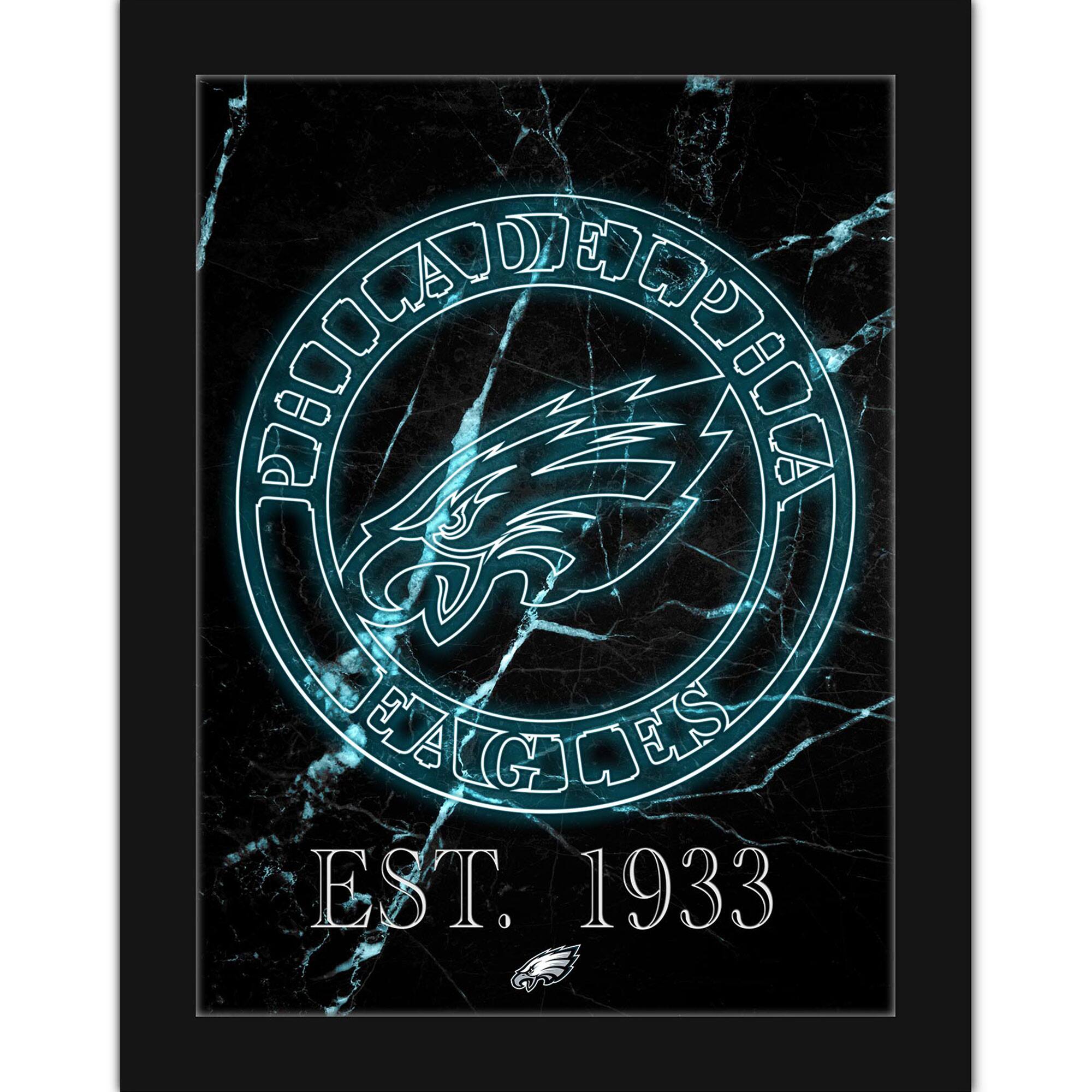 Black Philadelphia Eagles 12'' x 16'' Framed Circle Logo Print