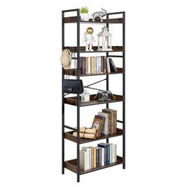 VEVOR - Industrial Bookshelf, 6-Tier, Vintage Ladder Shelf Bookshelves and Bookcases, with Metal Frame, Book Organizer - Brown